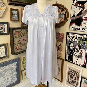 Vintage JC Penney Misses Light Blue Nylon Robe and Nightgown Set Size M
